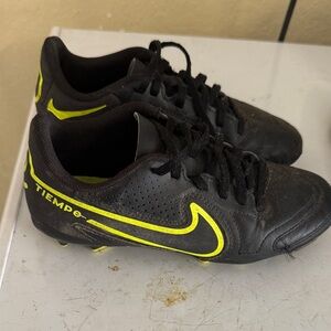 Nike Kids Tiempo Black and Yellow Sneakers